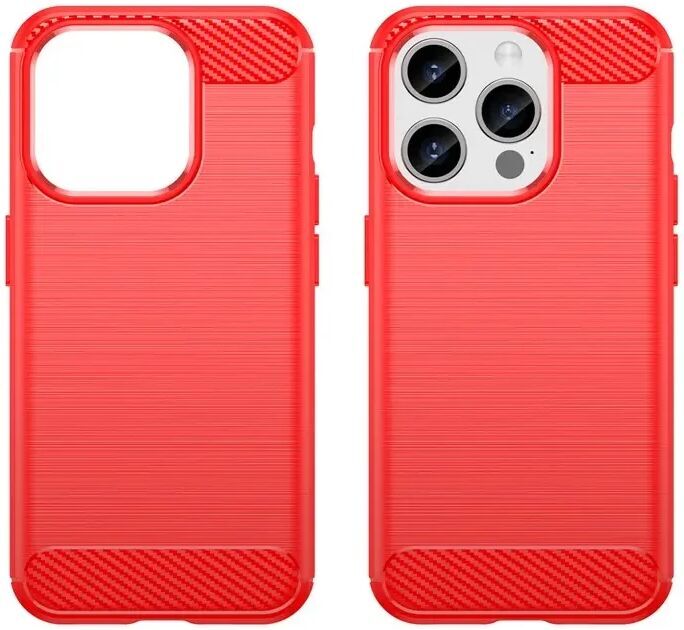 iPhone 15 Pro Max Hoesje Geborsteld TPU Flexibele Back Cover Rood afbeelding 2