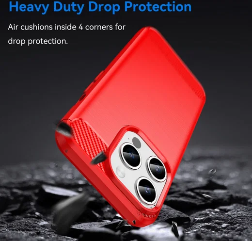 iPhone 15 Pro Max Hoesje Geborsteld TPU Flexibele Back Cover Rood afbeelding 4