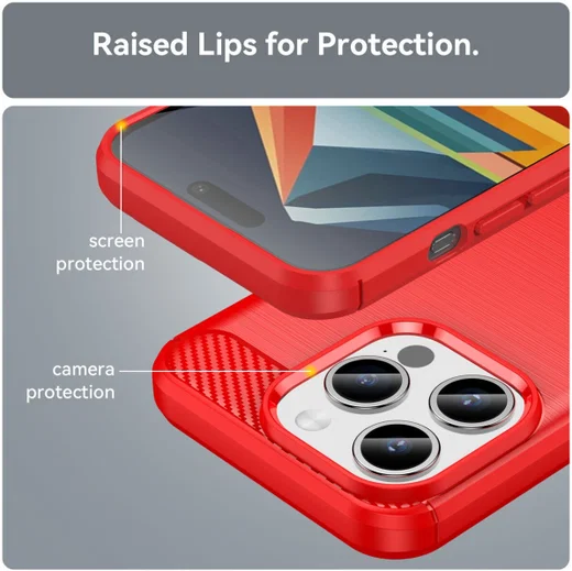 iPhone 15 Pro Max Hoesje Geborsteld TPU Flexibele Back Cover Rood afbeelding 8