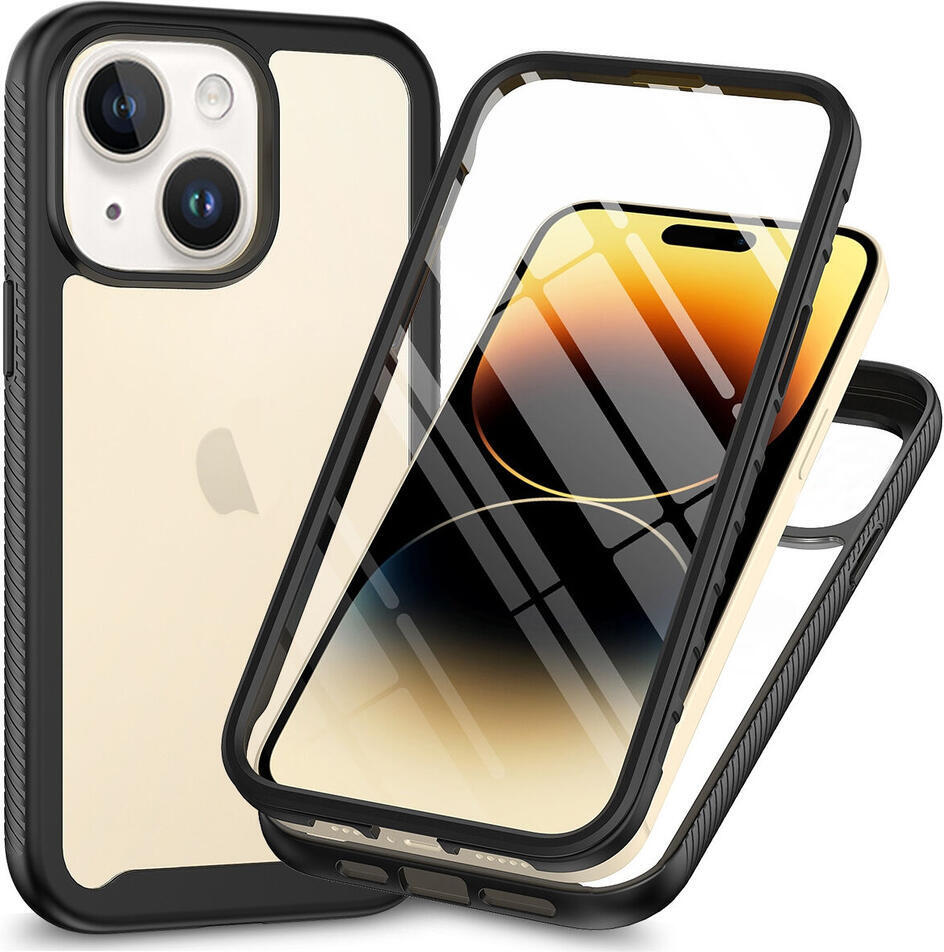 Apple iPhone 15 Hoesje Full Protect 360° Cover Hybride Zwart afbeelding 1