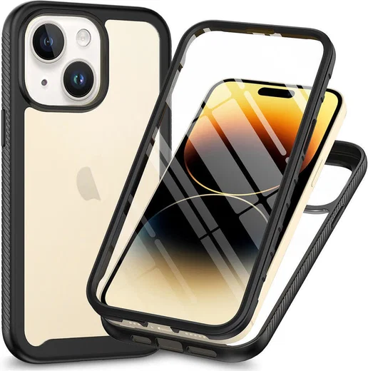 Apple iPhone 15 Hoesje Full Protect 360° Cover Hybride Zwart afbeelding 1