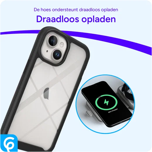 Apple iPhone 15 Hoesje Full Protect 360° Cover Hybride Zwart afbeelding 6