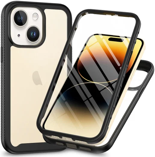 Apple iPhone 15 Plus Hoesje Full Protect 360° Cover Hybride Zwart afbeelding 1