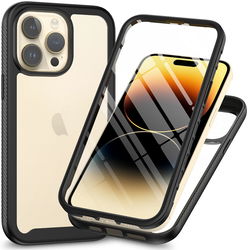 Apple iPhone 15 Pro Hoesje Full Protect 360° Cover Hybride Zwart afbeelding