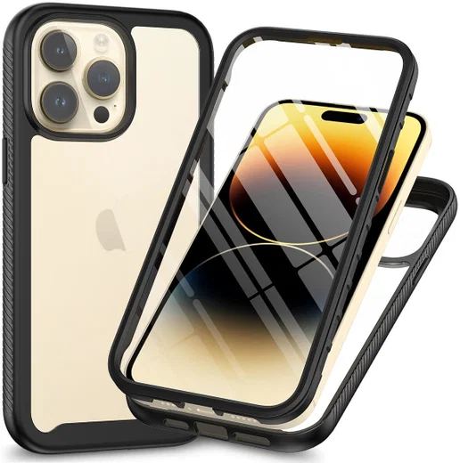 Apple iPhone 15 Pro Max Hoesje Full Protect 360° Cover Hybride Zwart afbeelding 1