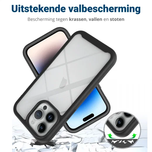 Apple iPhone 15 Pro Max Hoesje Full Protect 360° Cover Hybride Zwart afbeelding 4