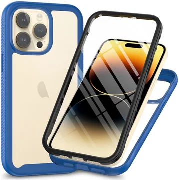 Apple iPhone 15 Pro Max Hoesje Full Protect 360° Cover Hybride Blauw