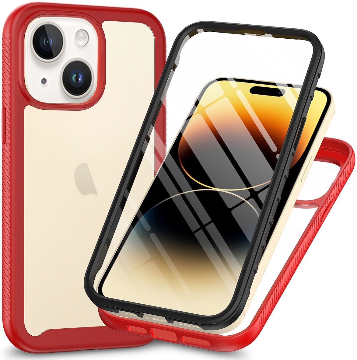 Apple iPhone 15 Hoesje Full Protect 360° Cover Hybride Rood afbeelding 1