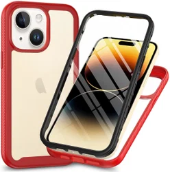 Apple iPhone 15 Hoesje Full Protect 360° Cover Hybride Rood afbeelding