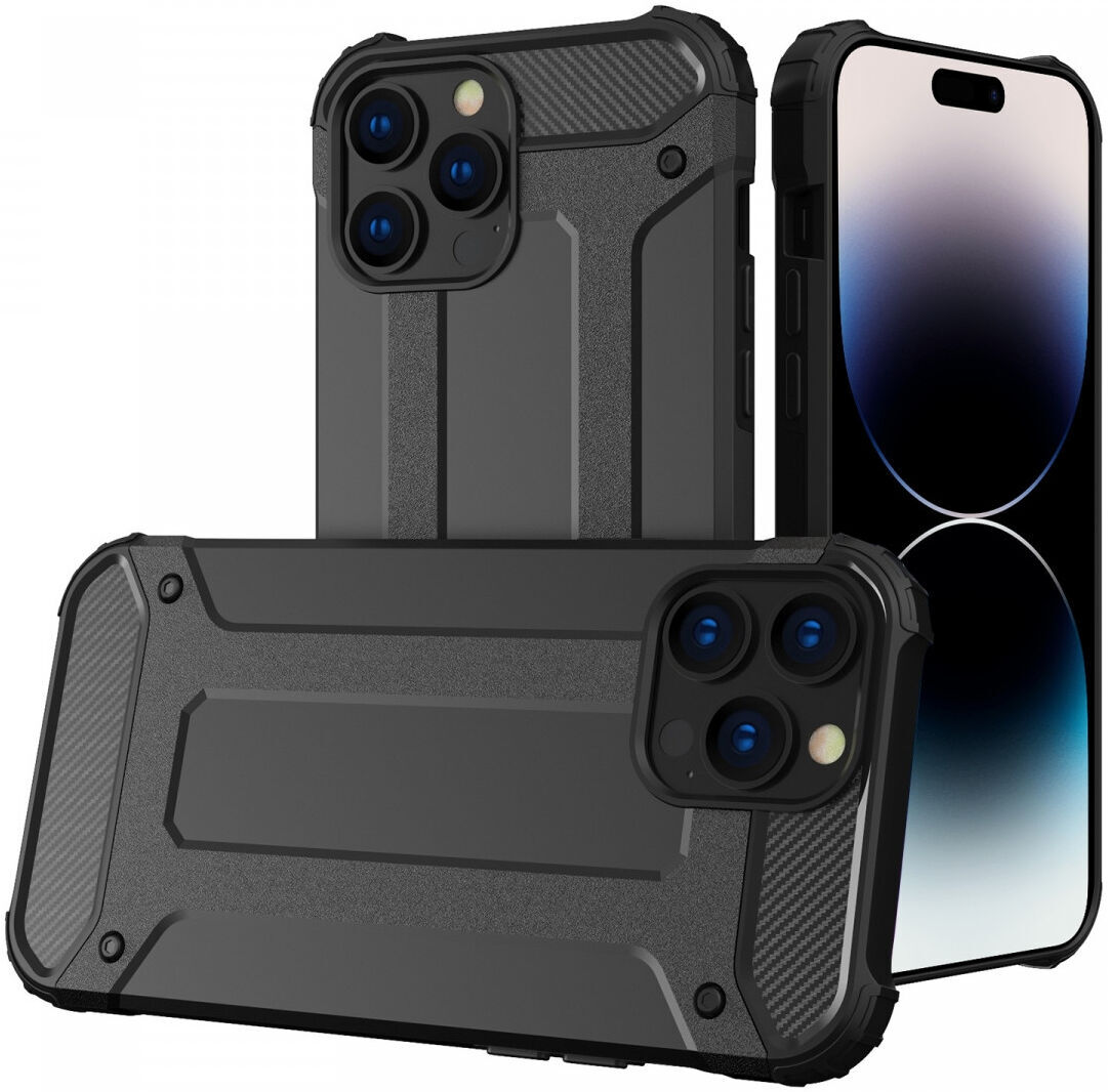 Apple iPhone 15 Pro Max Hoesje Shock Proof Hybride Back Cover Zwart afbeelding 1