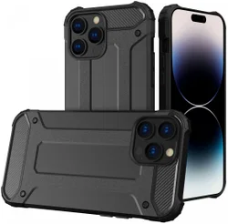 Apple iPhone 15 Pro Max Hoesje Shock Proof Hybride Back Cover Zwart afbeelding