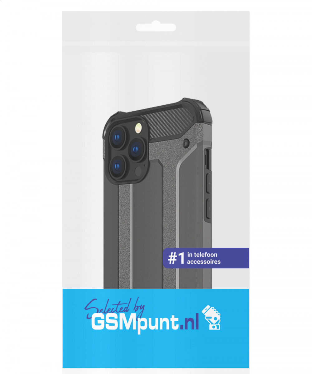 Apple iPhone 15 Pro Max Hoesje Shock Proof Hybride Back Cover Zwart afbeelding 9