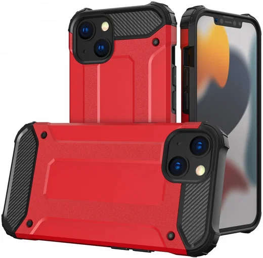Apple iPhone 15 Hoesje Shock Proof Hybride Back Cover Rood afbeelding 1
