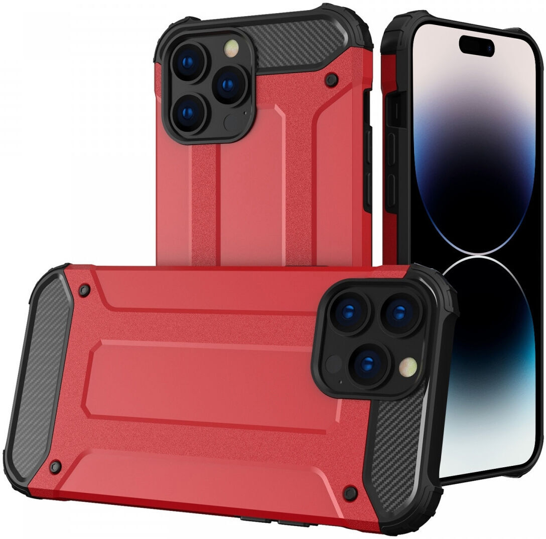 Apple iPhone 15 Pro Hoesje Shock Proof Hybride Back Cover Rood afbeelding 1