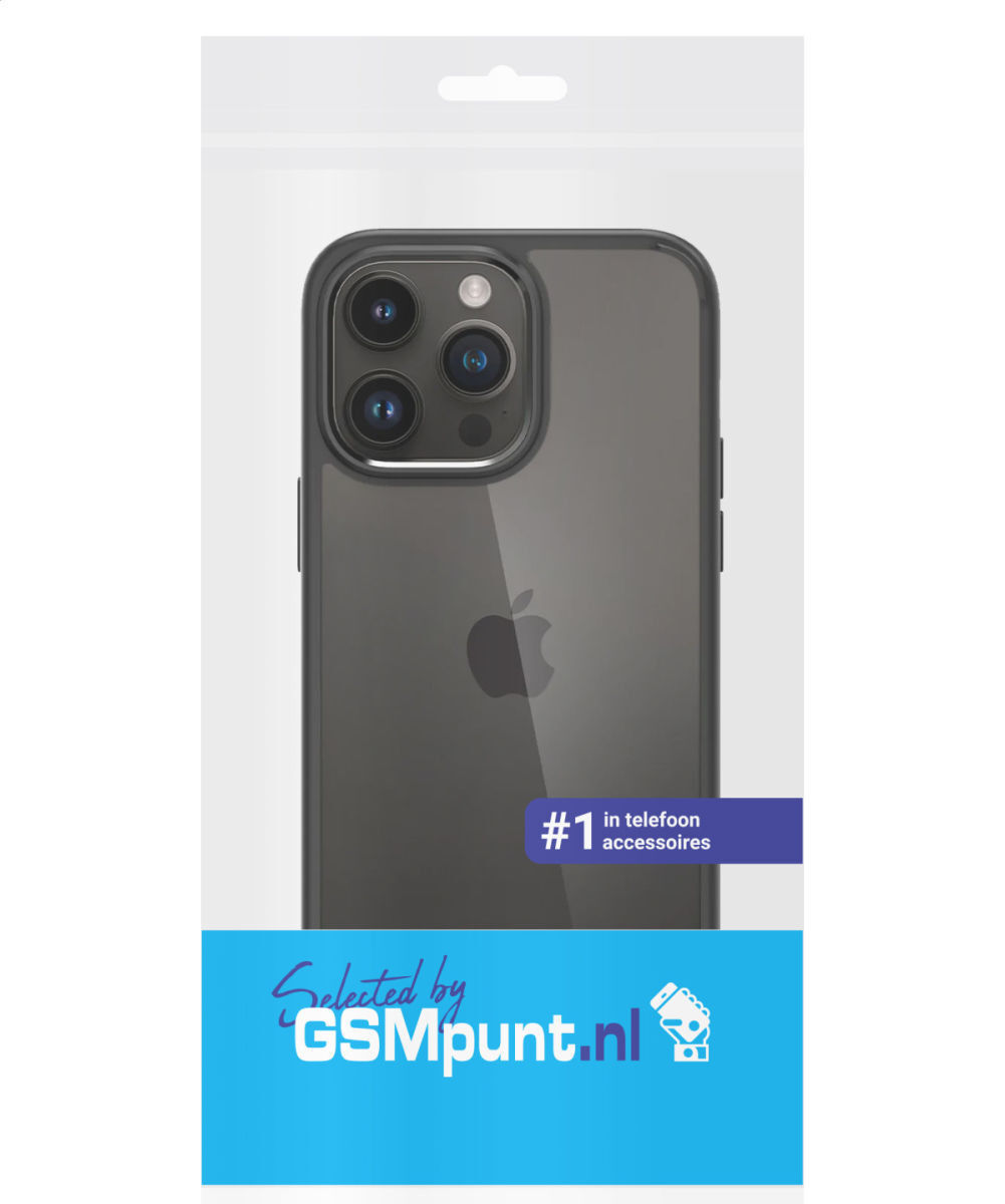 Apple iPhone 15 Pro Hoesje Armor Back Cover Transparant Zwart afbeelding 3