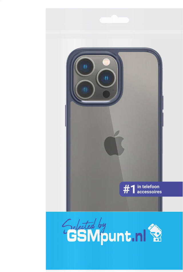 Apple iPhone 15 Pro Max Hoesje Armor Back Cover Transparant Blauw afbeelding 4