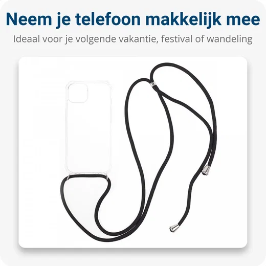 Apple iPhone 15 Plus Hoesje met Koord Schokbestendig TPU Transparant afbeelding 3