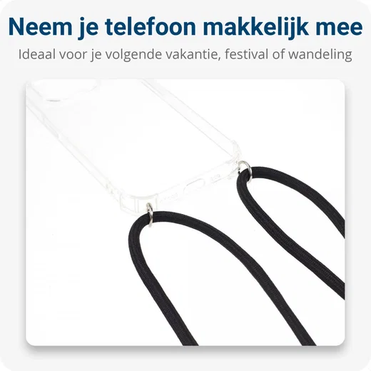 Apple iPhone 15 Pro Hoesje met Koord Schokbestendig TPU Transparant afbeelding 3