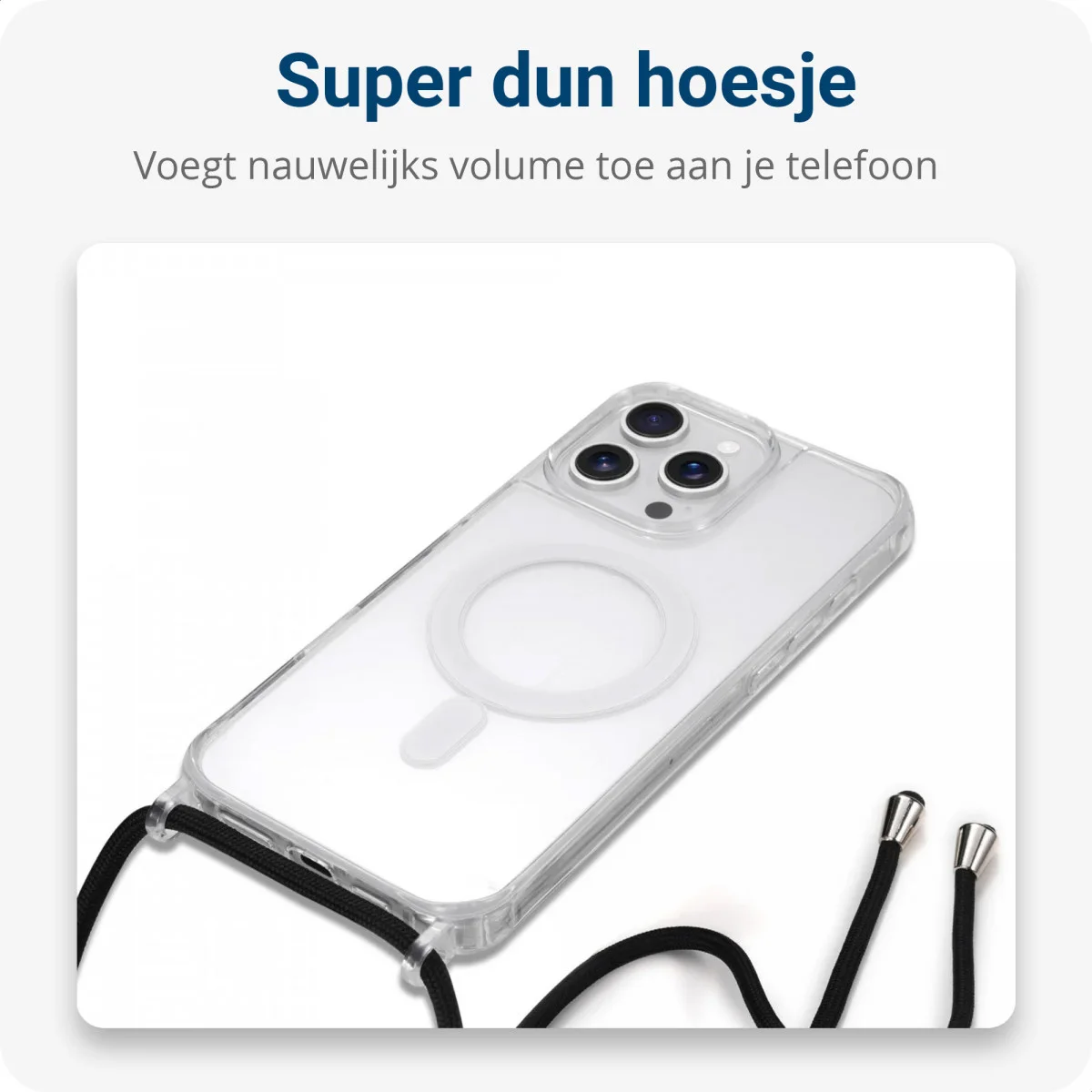 Apple iPhone 15 Pro Hoesje met Koord Schokbestendig TPU Transparant afbeelding 6