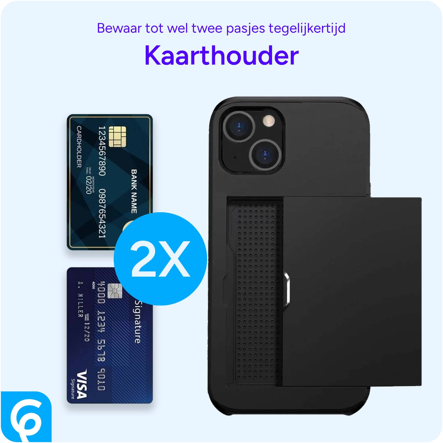Apple iPhone 15 Hoesje met Slider Kaarthouder Back Cover Zwart afbeelding 11