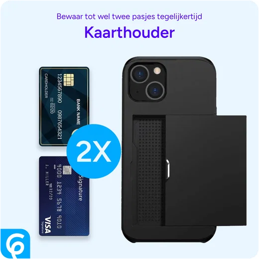 Apple iPhone 15 Hoesje met Slider Kaarthouder Back Cover Zwart afbeelding 11
