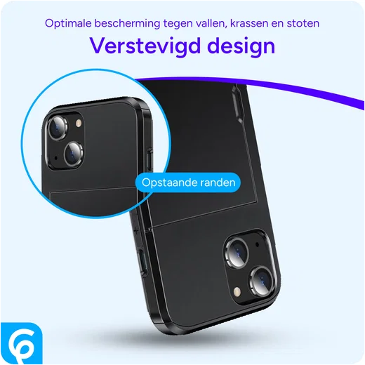 Apple iPhone 15 Hoesje met Slider Kaarthouder Back Cover Zwart afbeelding 4