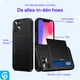 Apple iPhone 15 Hoesje met Slider Kaarthouder Back Cover Zwart afbeelding 6