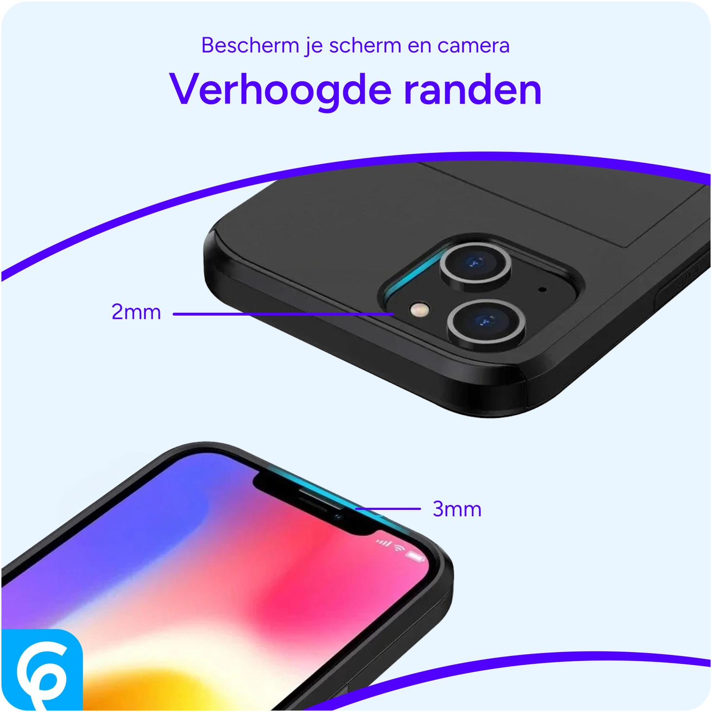 Apple iPhone 15 Hoesje met Slider Kaarthouder Back Cover Zwart afbeelding 9