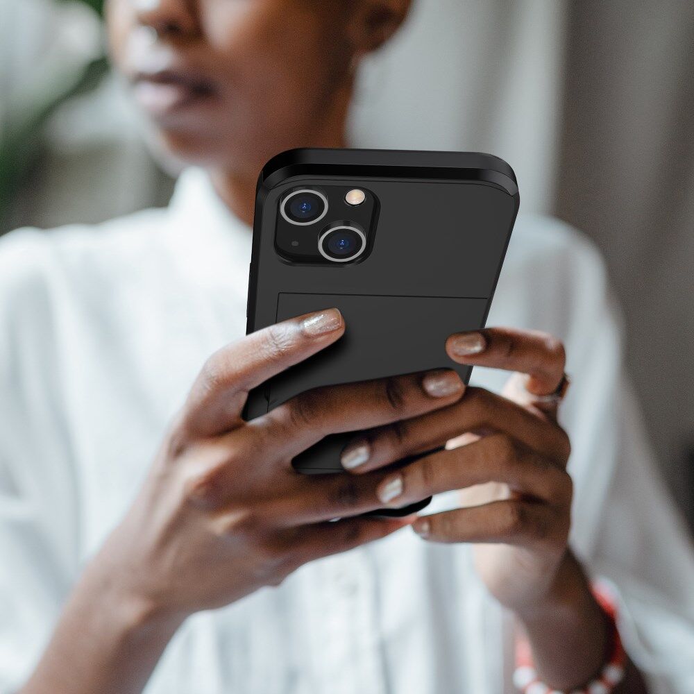 Apple iPhone 15 Plus Hoesje met Slider Kaarthouder Back Cover Zwart afbeelding 20