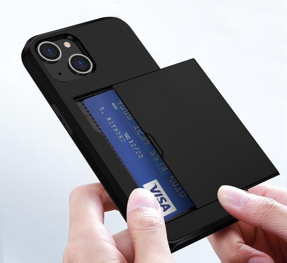 Apple iPhone 15 Plus Hoesje met Slider Kaarthouder Back Cover Zwart afbeelding 17
