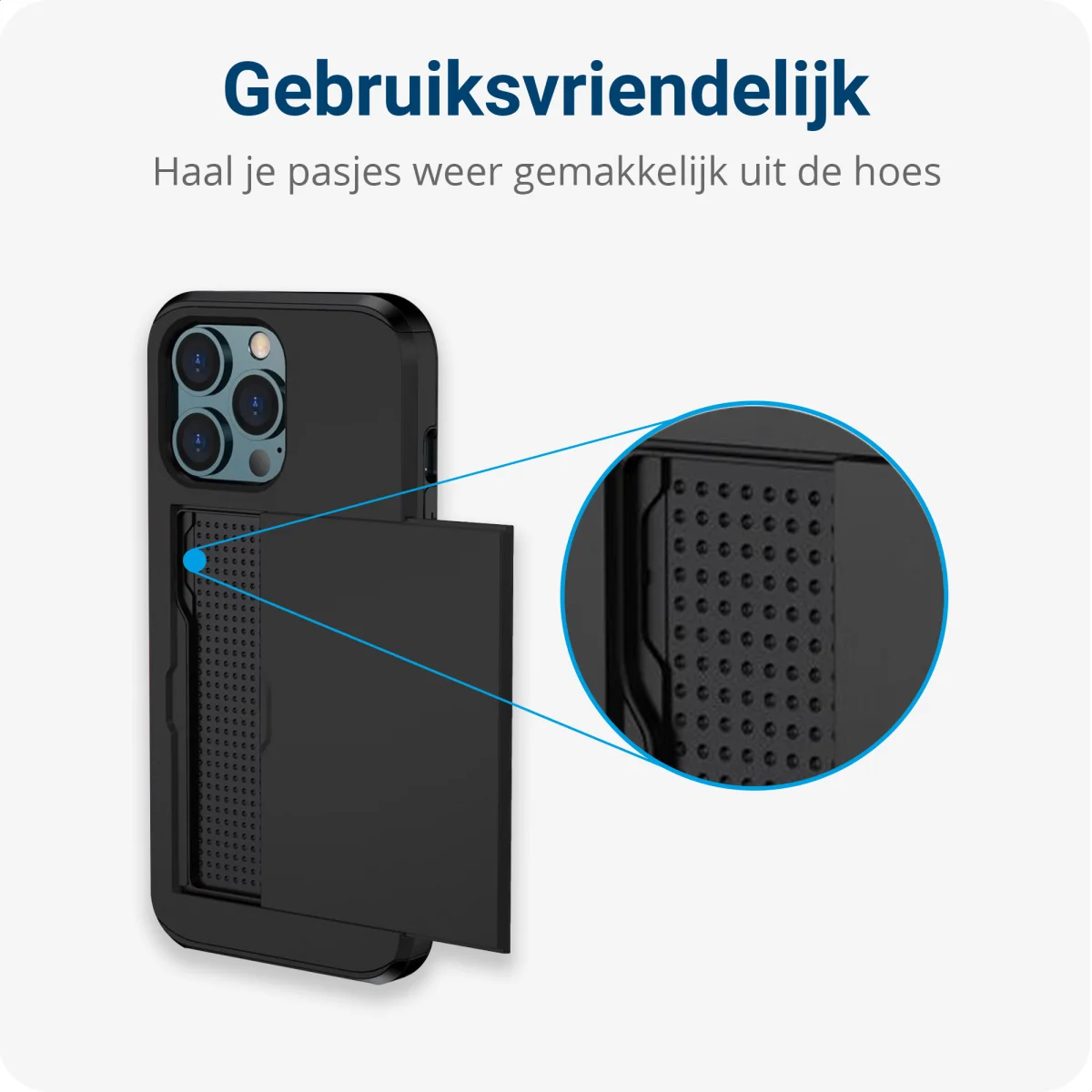 Apple iPhone 15 Pro Hoesje met Slider Kaarthouder Back Cover Zwart afbeelding 13