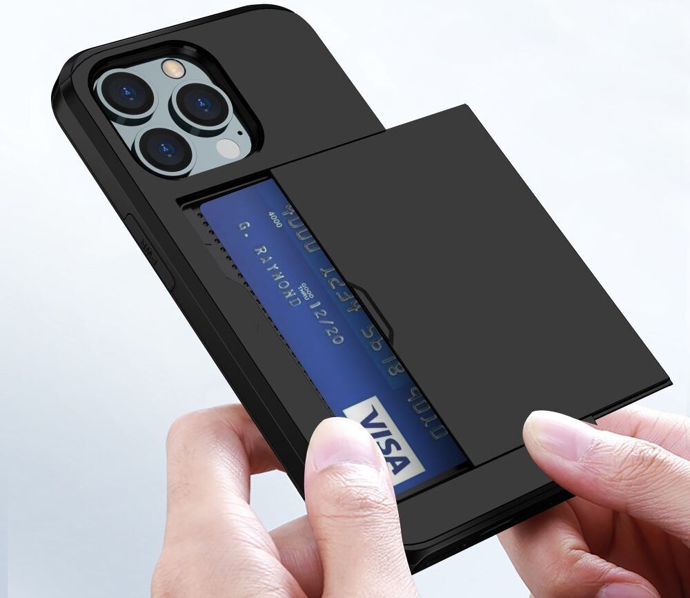 Apple iPhone 15 Pro Hoesje met Slider Kaarthouder Back Cover Zwart afbeelding 16