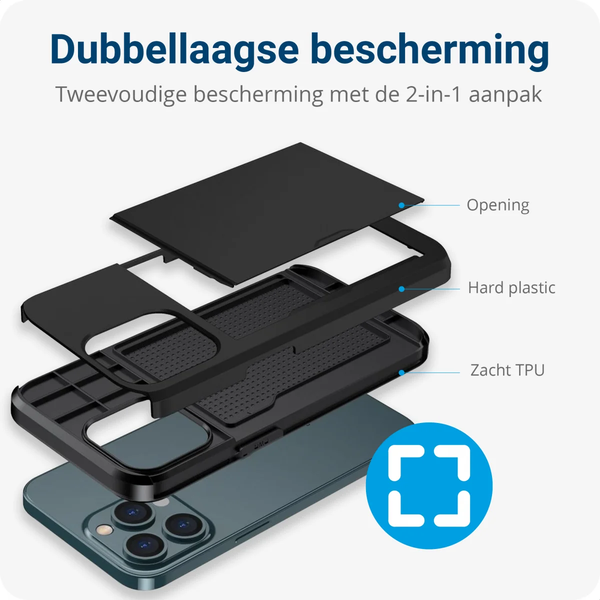 Apple iPhone 15 Pro Max Hoesje met Slider Kaarthouder Back Cover Zwart afbeelding 5