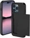Apple iPhone 15 Pro Max Hoesje met Slider Kaarthouder Back Cover Zwart afbeelding 2