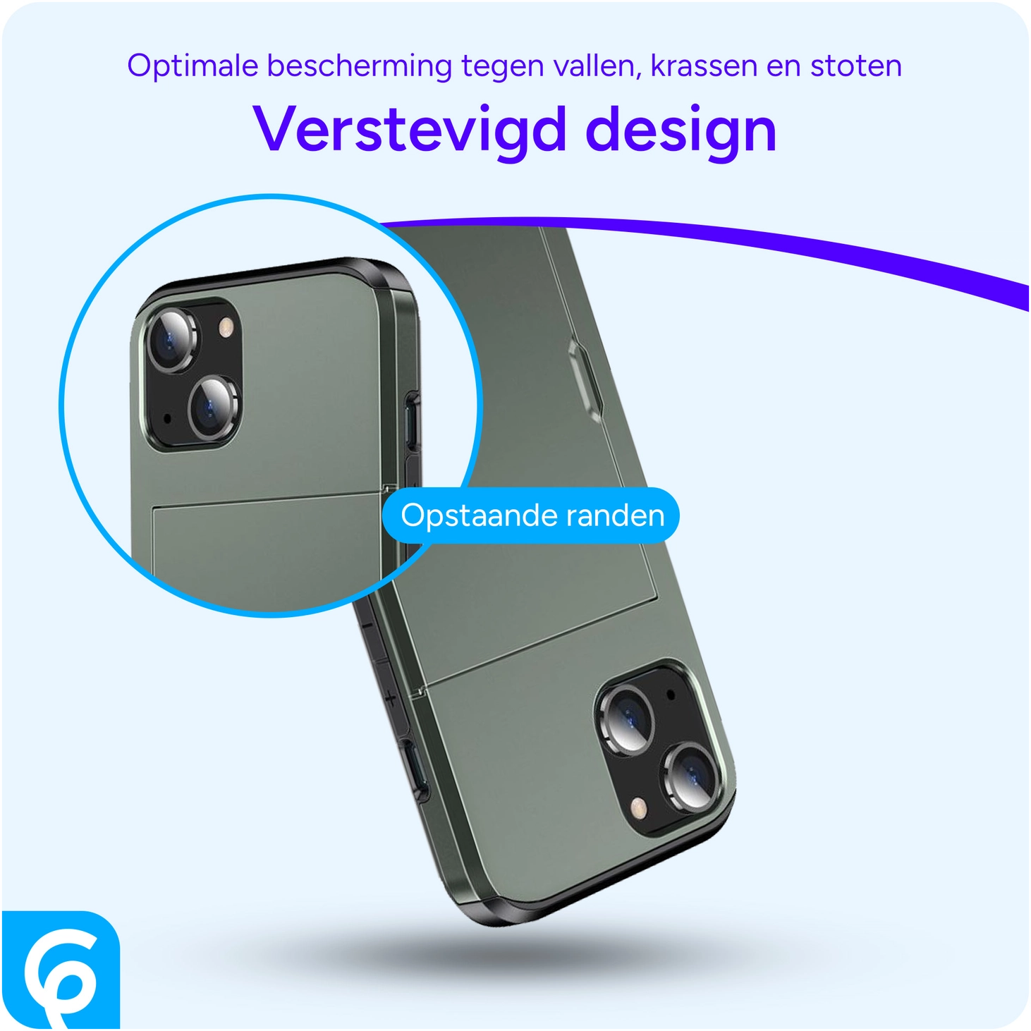 Apple iPhone 15 Hoesje met Slider Kaarthouder Back Cover Groen afbeelding 4