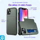 Apple iPhone 15 Hoesje met Slider Kaarthouder Back Cover Groen afbeelding 6