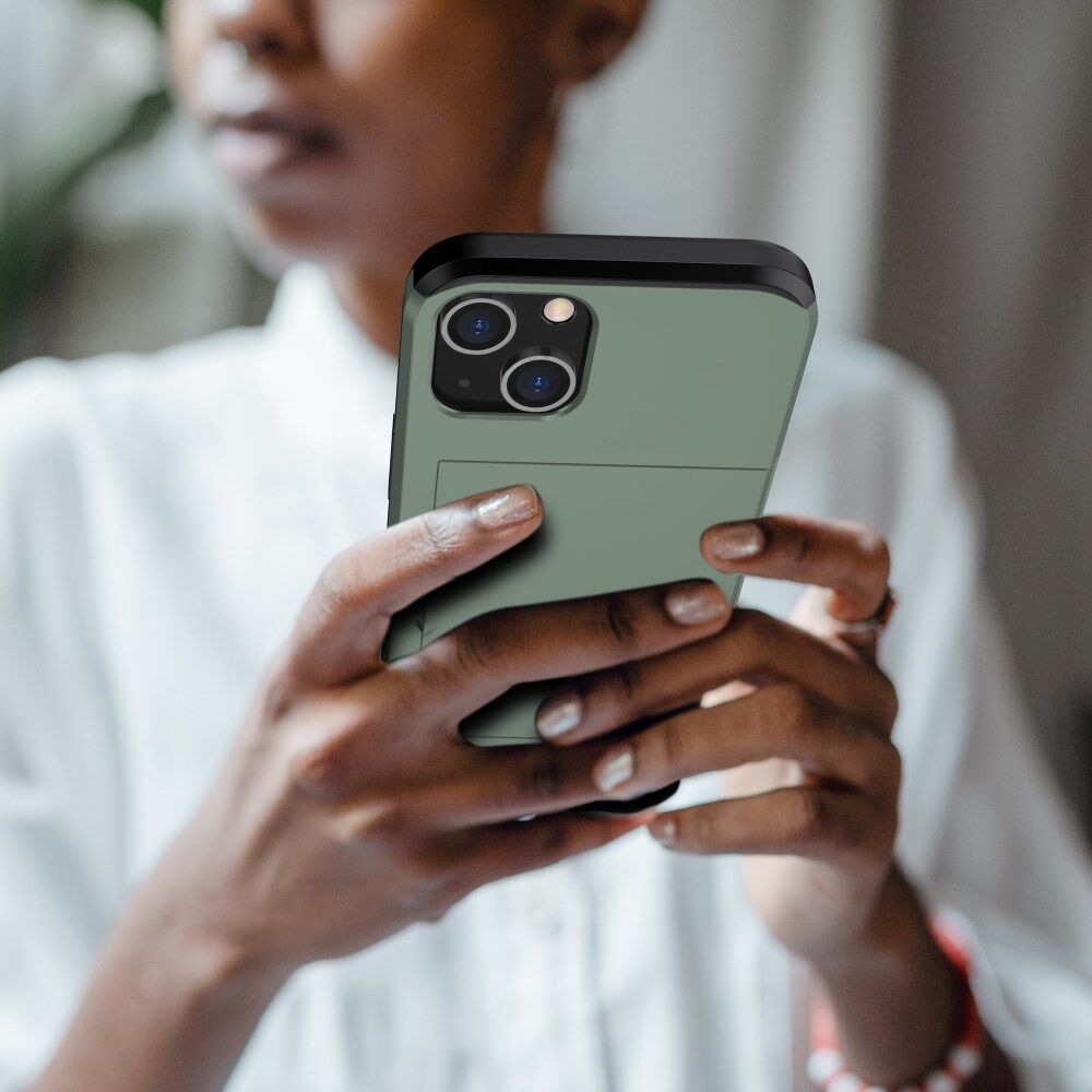 Apple iPhone 15 Plus Hoesje met Slider Kaarthouder Back Cover Groen afbeelding 19