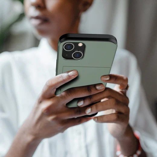 Apple iPhone 15 Plus Hoesje met Slider Kaarthouder Back Cover Groen afbeelding 19