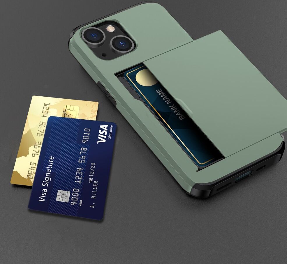 Apple iPhone 15 Plus Hoesje met Slider Kaarthouder Back Cover Groen afbeelding 20