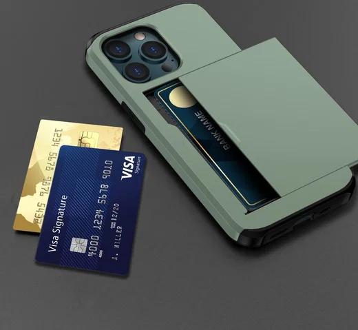 Apple iPhone 15 Pro Hoesje met Slider Kaarthouder Back Cover Groen afbeelding 19