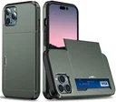 Apple iPhone 15 Pro Max Hoesje met Slider Kaarthouder Back Cover Groen
