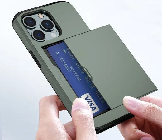 Apple iPhone 15 Pro Max Hoesje met Slider Kaarthouder Back Cover Groen afbeelding 16