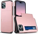 Apple iPhone 15 Pro Hoesje met Slider Kaarthouder Back Cover Roze