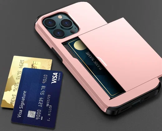 Apple iPhone 15 Pro Hoesje met Slider Kaarthouder Back Cover Roze afbeelding 19