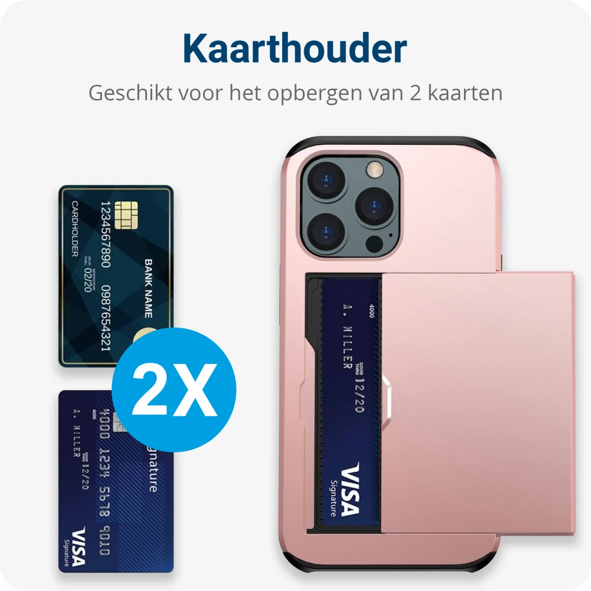 Apple iPhone 15 Pro Hoesje met Slider Kaarthouder Back Cover Roze afbeelding 6