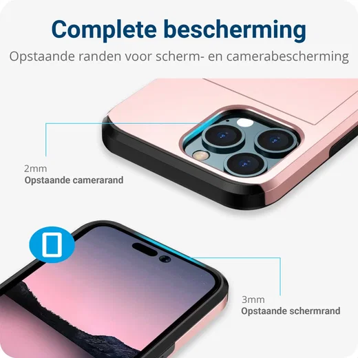Apple iPhone 15 Pro Hoesje met Slider Kaarthouder Back Cover Roze afbeelding 9