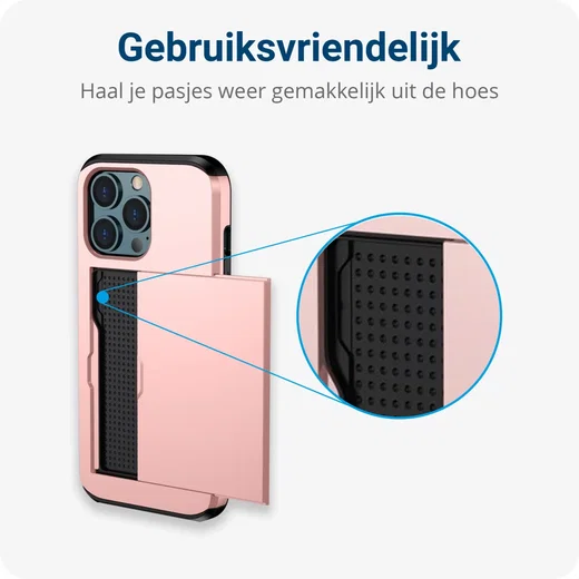 Apple iPhone 15 Pro Hoesje met Slider Kaarthouder Back Cover Roze afbeelding 13