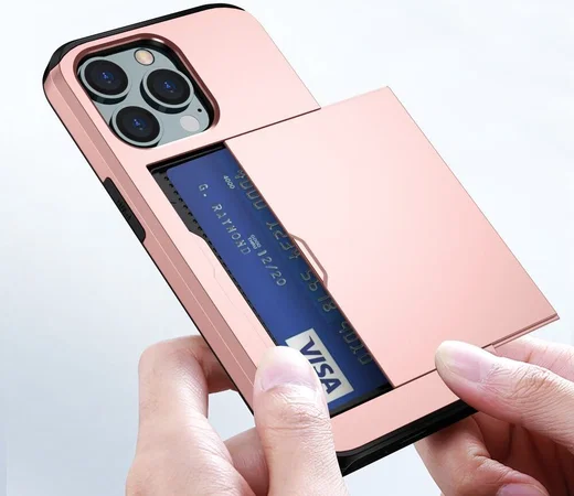 Apple iPhone 15 Pro Hoesje met Slider Kaarthouder Back Cover Roze afbeelding 16