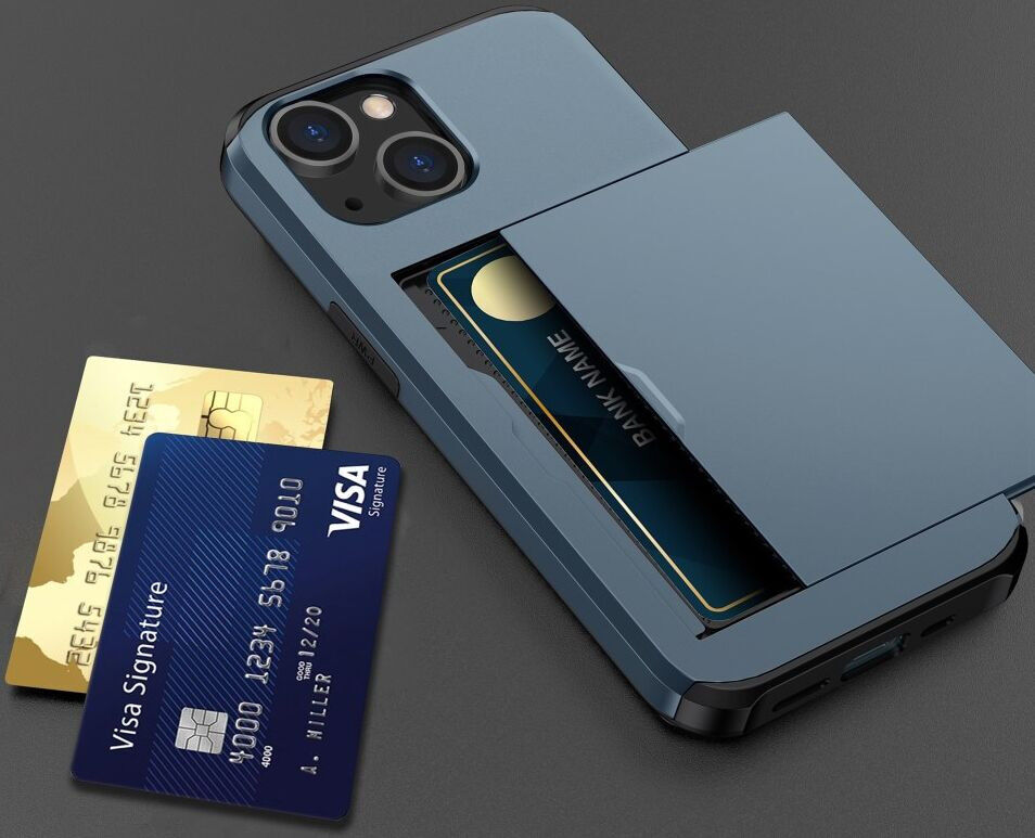 Apple iPhone 15 Plus Hoesje met Slider Kaarthouder Back Cover Blauw afbeelding 20