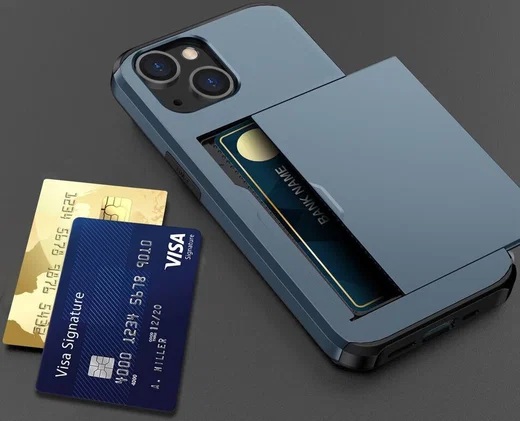 Apple iPhone 15 Plus Hoesje met Slider Kaarthouder Back Cover Blauw afbeelding 20